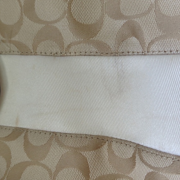 Authentic Coach Signature Devin Shoulder Bag Purse Light Khaki/Ivory - Picture 9 of 10